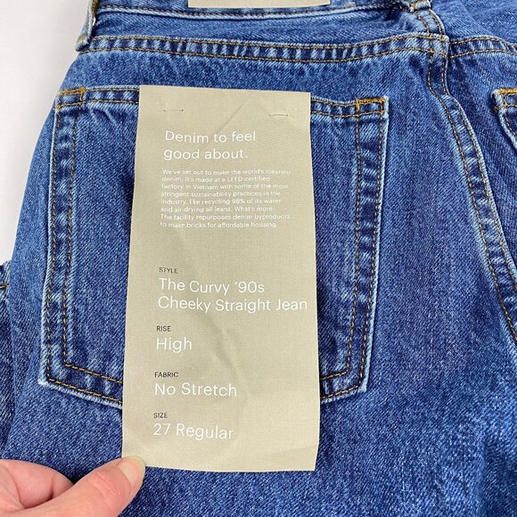 NWT Everlane Jeans Women's Size 27 The Curvy 90's Cheeky Straight Jean Blue - Picture 8 of 13